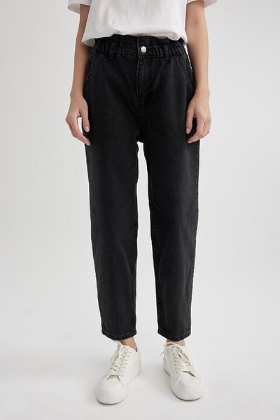 DeFacto Paperbag High Waist Light Straight Leg Ankle Length Jean Trousers B8221ax24sp