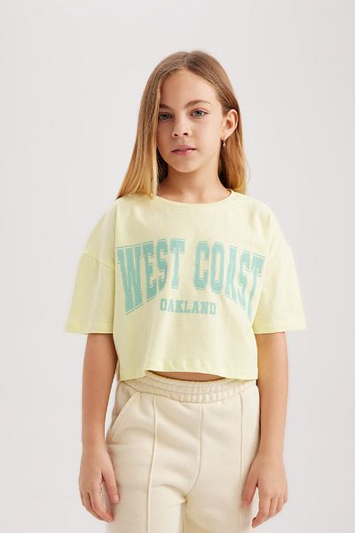 DeFacto Dívčí tričko Crop Crew Neck 2'li s krátkým rukávem