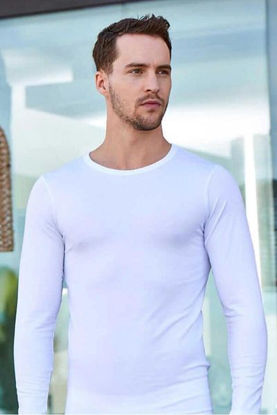 Berrak 1025 Men's Elastane Long Sleeve Crew Neck Undershirt 3 Pieces