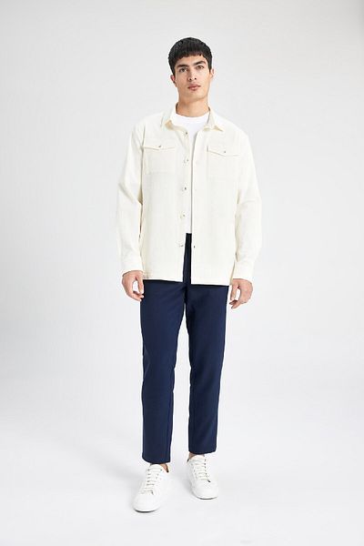DeFacto Hemdjacke aus Seersucker mit Polokragen und Struktur, Regular Fit B6682AX24SP