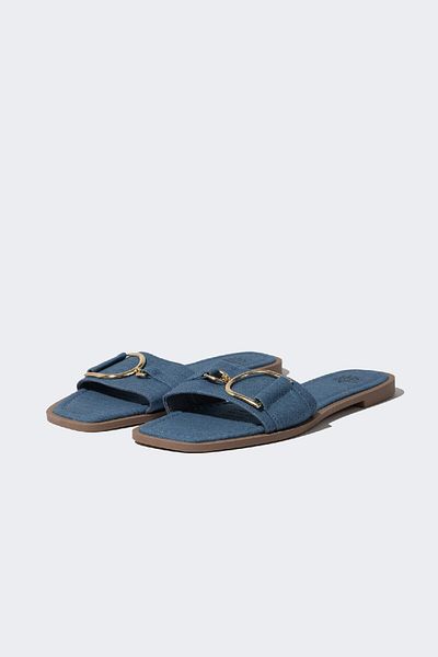 DeFacto Damen-Slipper aus Kunstleder – flache Sohle, einzelner Riemen B8524AX24SM