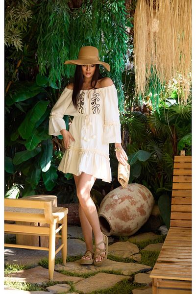 FASHION COCKTAIL Off Shoulder Embroidered & Pompom Tassel Mini Ethnic Authentic Dress