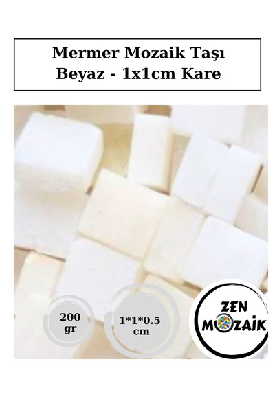 Zen Mozaik Sanatsal Mozaik Çalışmalarınız için Mermer Mozaik Taşı - (1*1 cm K...