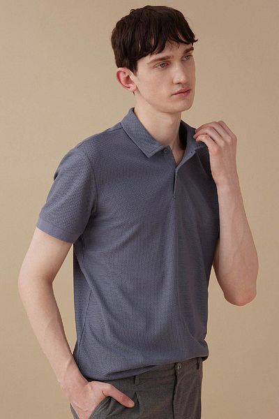 DeFacto Moderní střih Basic s jednoduchou texturou Polo tričko s krátkým rukávem B6374ax24sp