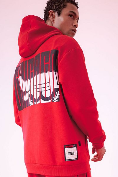DeFacto سويت شيرت بغطاء للرأس بقصة قياسية من NBA Chicago Bulls - جيب B3884ax24sp