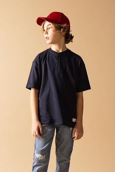 DeFacto Boy's Oversize Fit Judge Collar Short Sleeve T-Shirt B8895A824SM