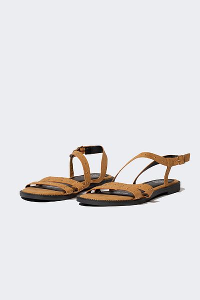 DeFacto Women's Double Strap Flat Sole Faux Leather Sandals B8599Ax24Sm