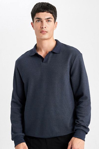 DeFacto Jacquard Regular Fit Polo kötöttáru pulóver - A9785ax23au