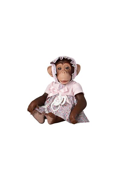 Asivil S.L. Reborn Monkey with Diaper, Dress with Pink Bonnet and Pacifier