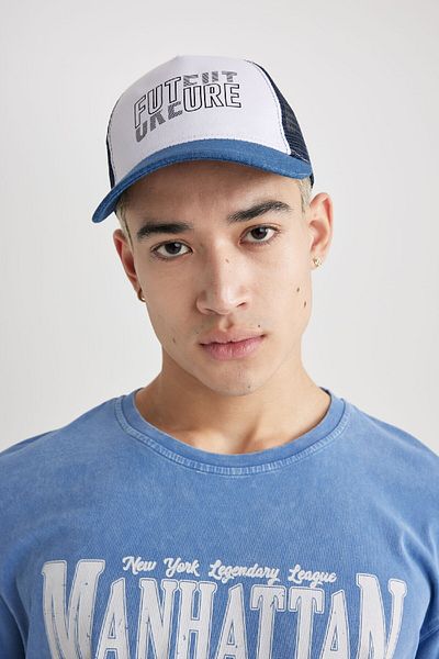DeFacto Bedruckte gewebte Baseball-Basketballkappe für Herren B8002AX24SM