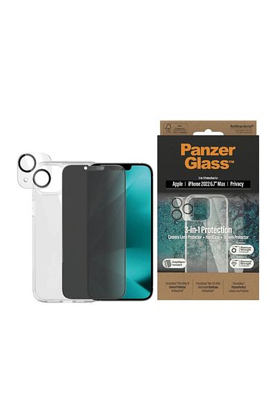PanzerGlass شاشة حماية للهاتف بالكامل لحماية الخصوصية لهاتف ايفون 14 بلس 6.7 انش من بانزرجلاس حافظة، أسود زجاج