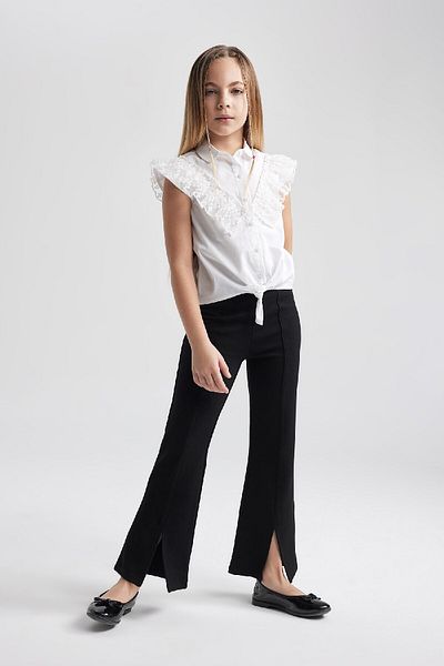DeFacto Girl's Black Spanish Slit Leg Trousers B6893a824sm