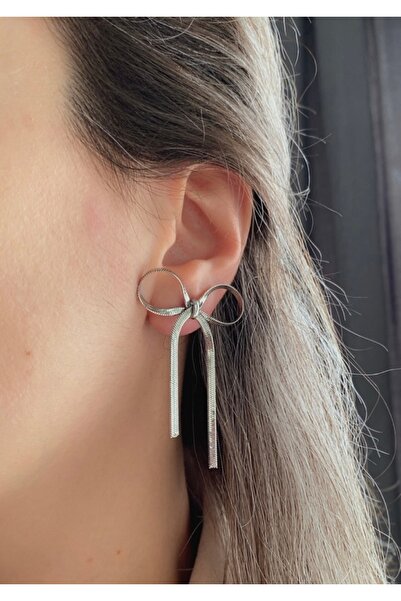 Lucky BE Collection LUCKY B&E İNCE ZİNCİR FİYONK ÇELİK KÜPE SİLVER