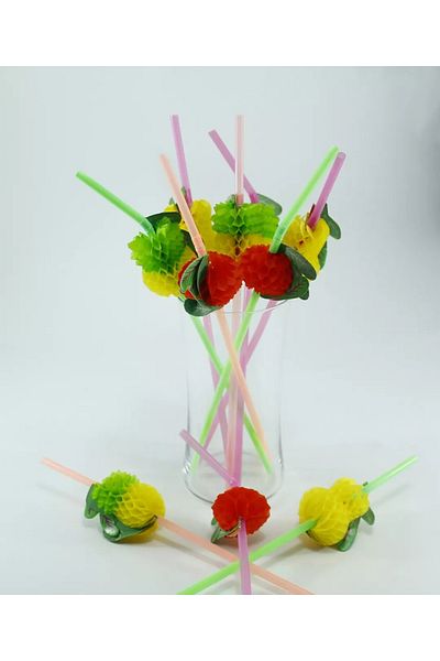 mumcu Fruity Party Cocktail Cafe Restaurant Colorful Disposable Plastic Bellows 50 Straws