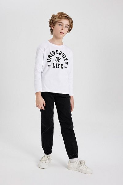 DeFacto Boy's Jogger Jean Trousers - Lace-Up Waist, Elastic Leg, Pocket B8943A824Sp
