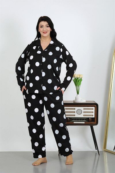 modaserdem Mdsrdm Costum de pijama negru cu buzunare din bumbac de marime mare pentru femei