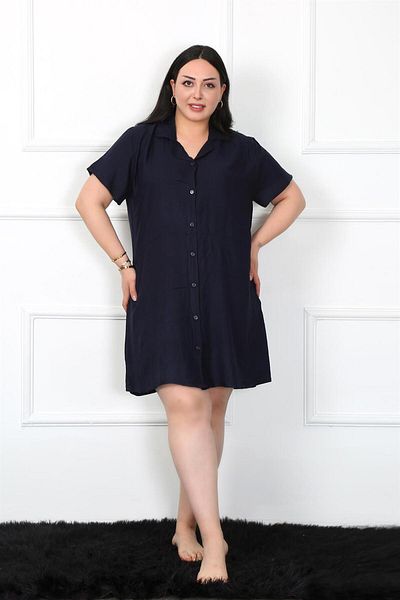 modaserdem Mdsrdm Women's Short Sleeve Plus Size Tunic Nightgown-100% Cotton
