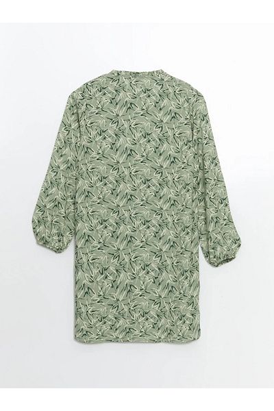 LC Waikiki Lcw grace green tie collar floral women's tunic
