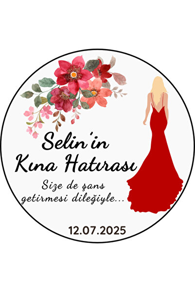 YAPIŞKAN STORE Kişiye Özel Baskılı Kına Düğün Nişan Beyaz Mat Kağıt Yapışkanl...
