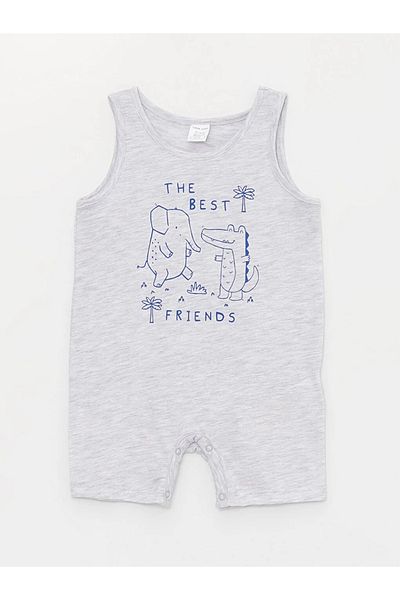 LC Waikiki Lcw Baby White Crew Neck Printed Baby Boy Romper