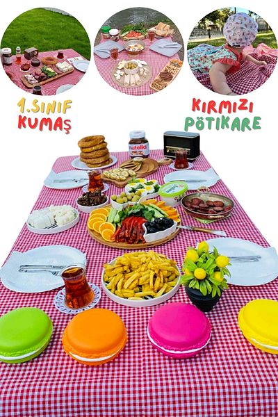 Armashine Table Picnic Cloth, Gingham Pattern Table Cloth, Red Piti Square Cover, Various Sizes Runner
