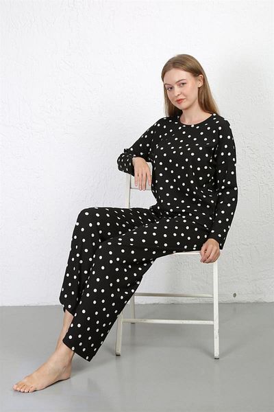 modaserdem Costum de pijama din țesătură încrețită pentru femei Mdsrdm-negru-100% bumbac