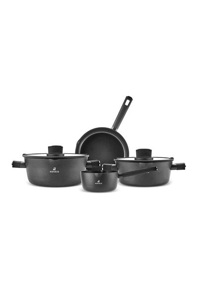 Karaca Karaca Swiss Crystal Midnight Set de 6 bucăți, din ceramică, antiaderente, cu inducție, negru