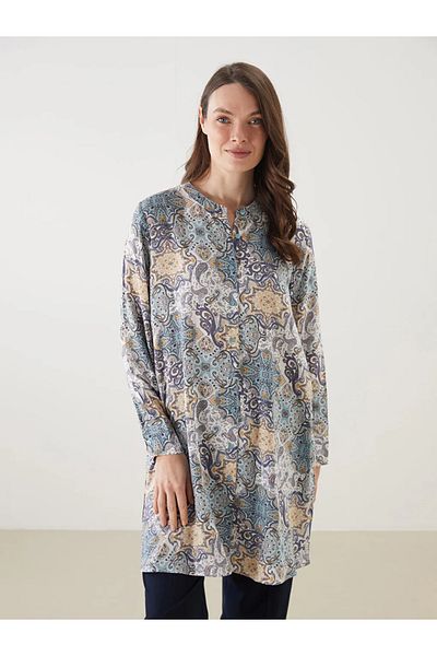 LC Waikiki Lcw Grace Ecru Judge Collar Patterned Women's Shirt Tunic