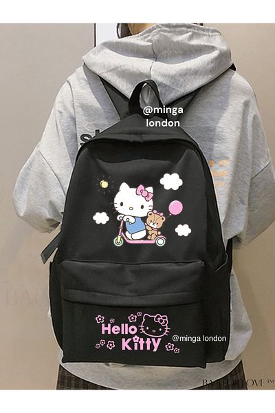 Minga London Hello Kitty Cloud Bear Printed School, Classroom, Course Backpack with Front Pocket -Minga London