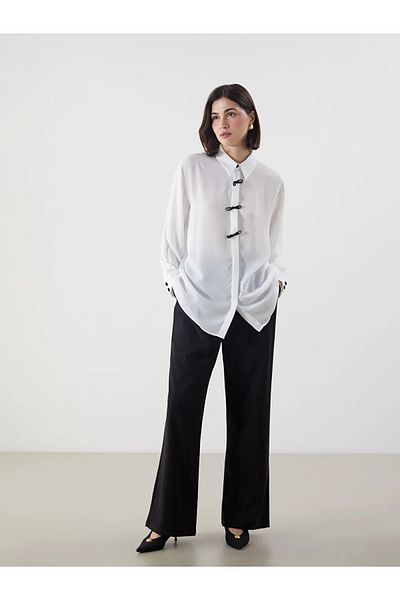 LC Waikiki Tunica de cămașă pentru femei LCW Modest White Bow