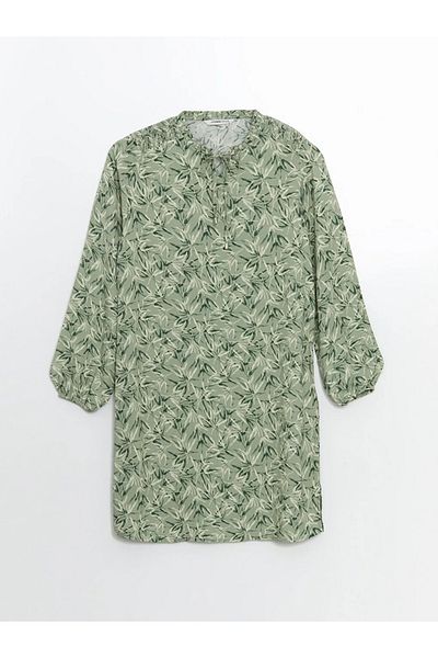 LC Waikiki Lcw grace green tie collar floral women's tunic