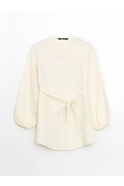 LC Waikiki LCW Modest Ecru Crew Neck Cămașă Tunica pentru femei