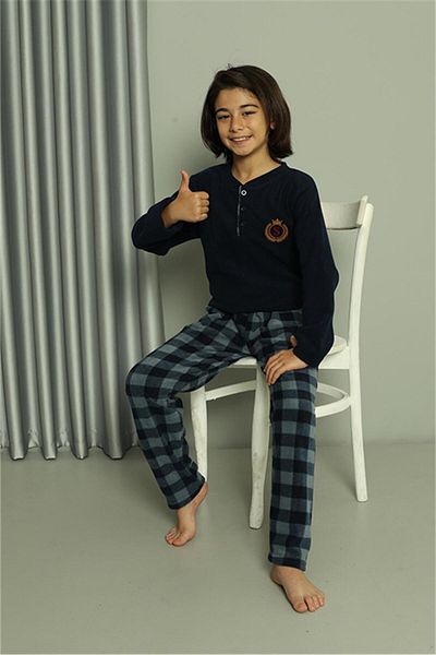 modaserdem Σετ πιτζάμες Mdsrdm Boy Welsoft Fleece Navy Blue