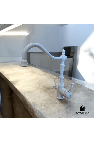 İSAOĞLU YAPI Rustic Design Matte White Kitchen Faucet