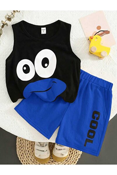 VESTIR BIEN Cool Printed 100% Cotton Children's Suspender Top and Bottom Set