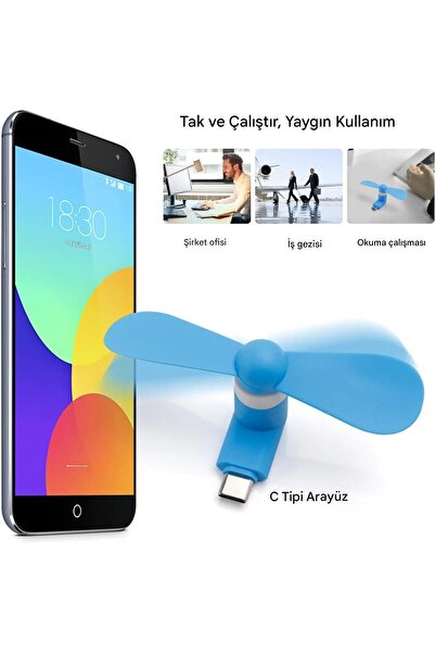 Generic Sokelinn Six Tip C Telefon Fanı - Mini USB C Soğutma El Fanları Taşınabilir Yaz Soğutucu