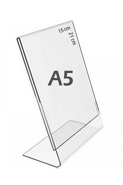 Bestekran Vertical A5 L-Type 15X21 cm Transparent Plexi Foil Holder Menu Brochure Label Photo Holder Album