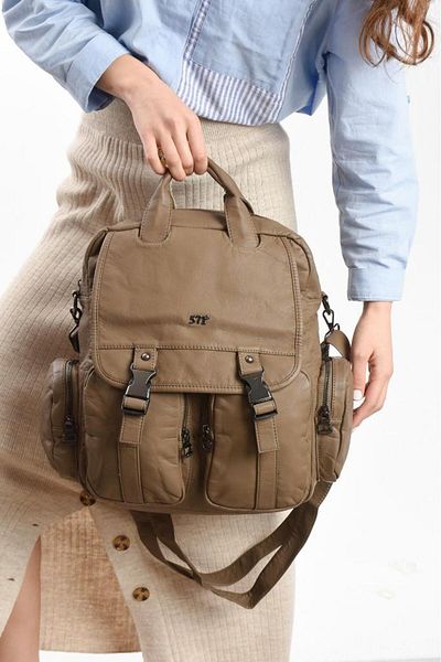 Baginn Y.S.Δερμάτινο γυναικείο σακίδιο πλάτης 35*25 εκ. Vegan Leather Wash Faux Leather Messenger Τσάντα ώμου με χιαστί
