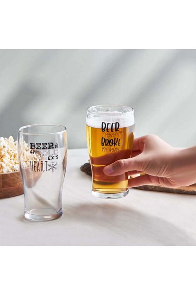Karaca Set pahar de bere Karaca Fritz 2 piese, 454 ml, negru transparent
