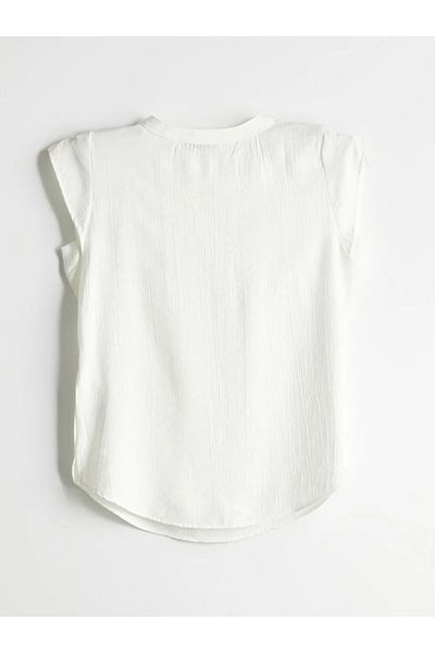 LC Waikiki Γυναικεία μπλούζα LCWAIKIKI Classic White Ruffle με υφή