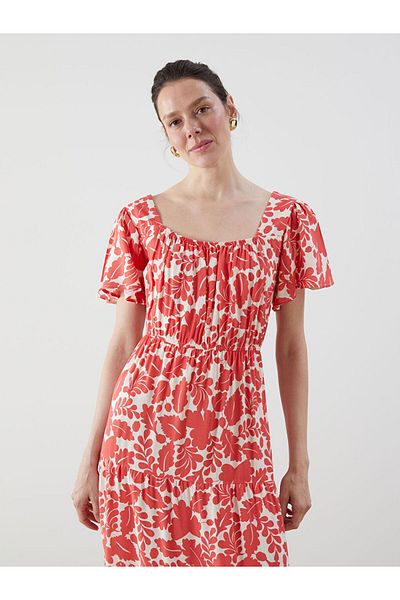 LC Waikiki New Season Boat Neck Floral Women's Dress -