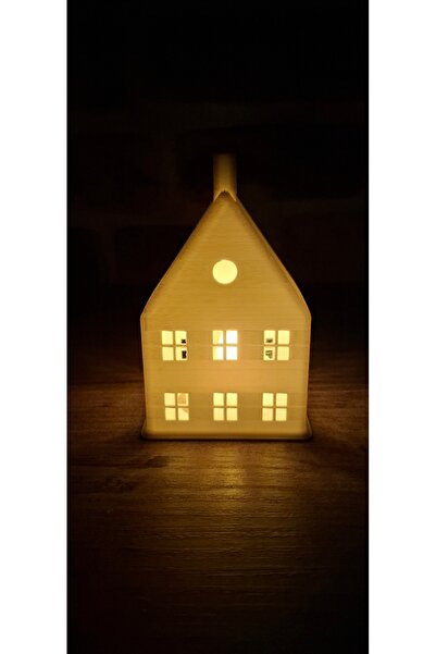 Kış Evi Şanslı Ev Dekorasyon Gece Lambası Alman Evi Dekor Tealight Pilli Led Mum HEDİYE