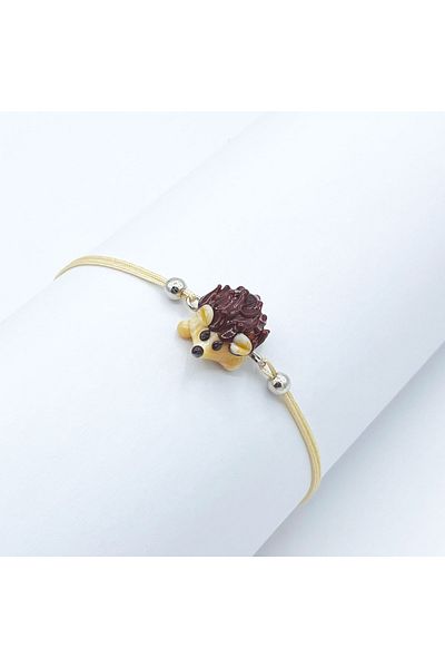 Polonezköy Cam Sanat Merkezi Hedgehog Bracelet |   Handmade Cute Hedgehog Figured Glass Bracelet