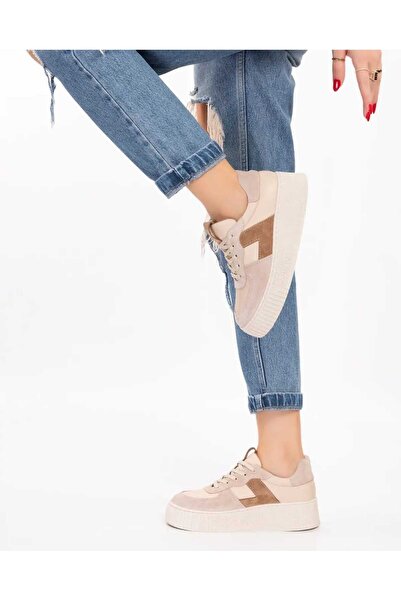 gumushoe Kadın Hakiki Deri Yüksek Tabanlı Kadın Sneaker 465