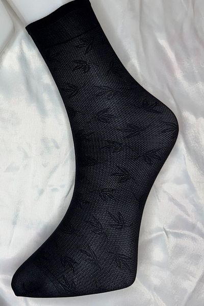 PJ & Me Mini Floral Patterned 15 Den Black 3 Pairs Women's Socks