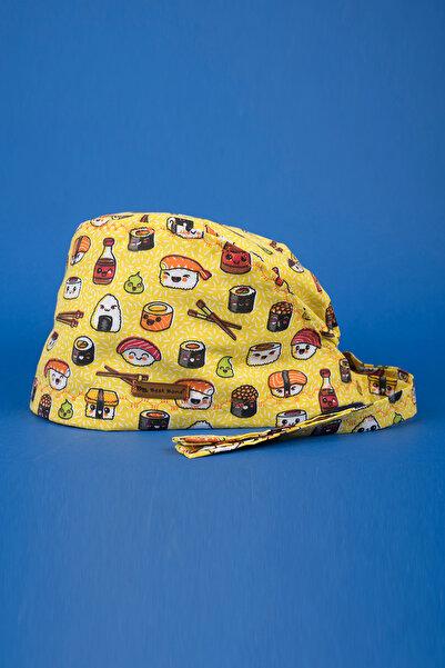 Best Bone Sarı Sushi Desenli Cerrahi Bone