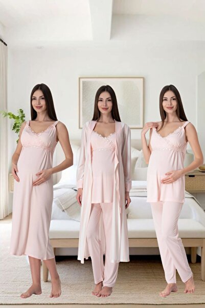 Effortt Emzirme Özellikli Lohusa Hamile 4’lü Pijama Seti – Şık ve Rahat