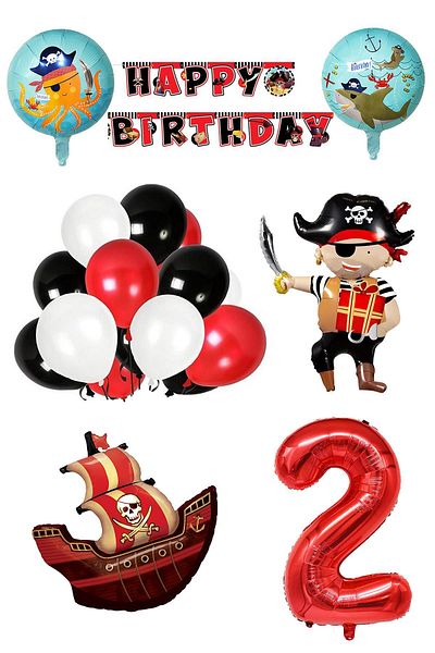 Patladı Gitti 2 Year Old Pirate Themed Birthday Party Celebration Set