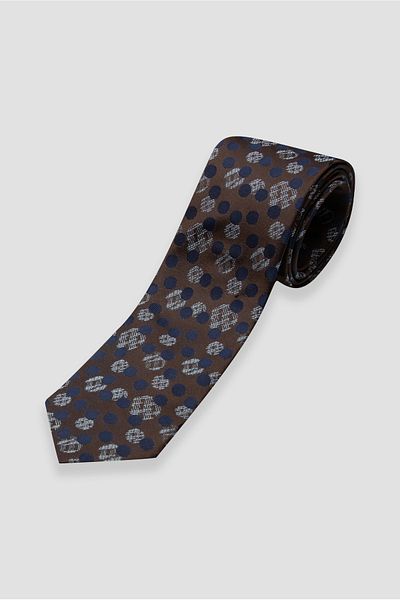 Abbate Round Pattern Brown Tie