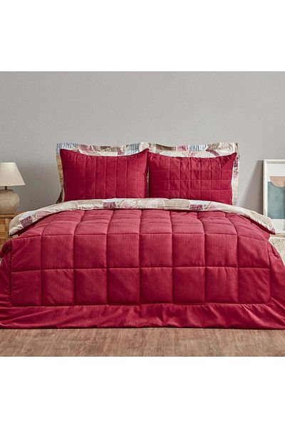 Karaca Home Lydia Double Stripe Comfort Set Burgundy